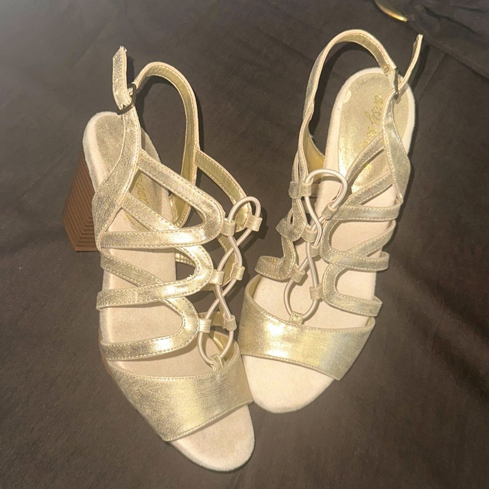 Metallic Gold Sandals by Easy Street - Picture 1 of 8